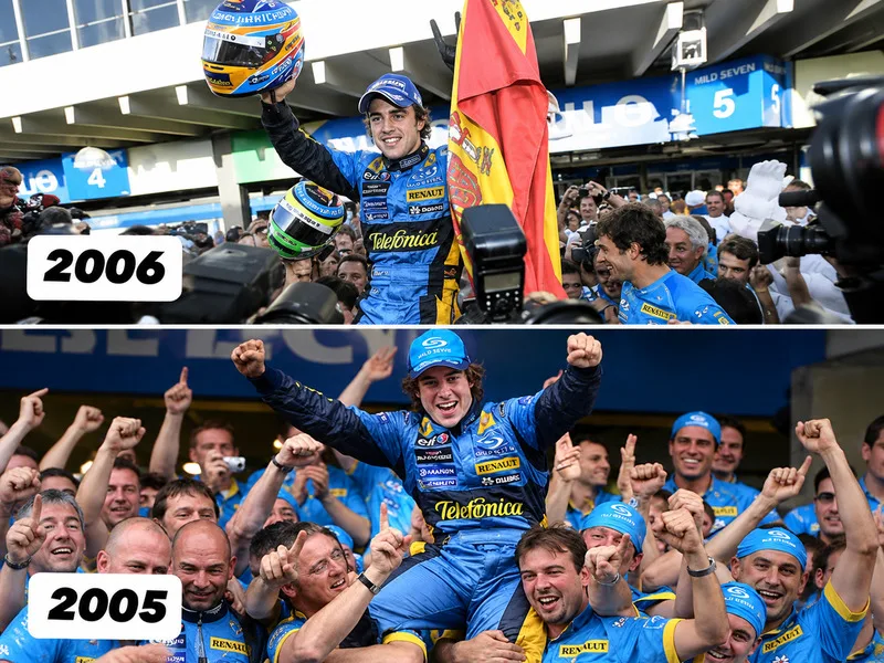 Fernando Alonso giành hai chức vô địch F1 liên tiếp năm 2005 và 2006